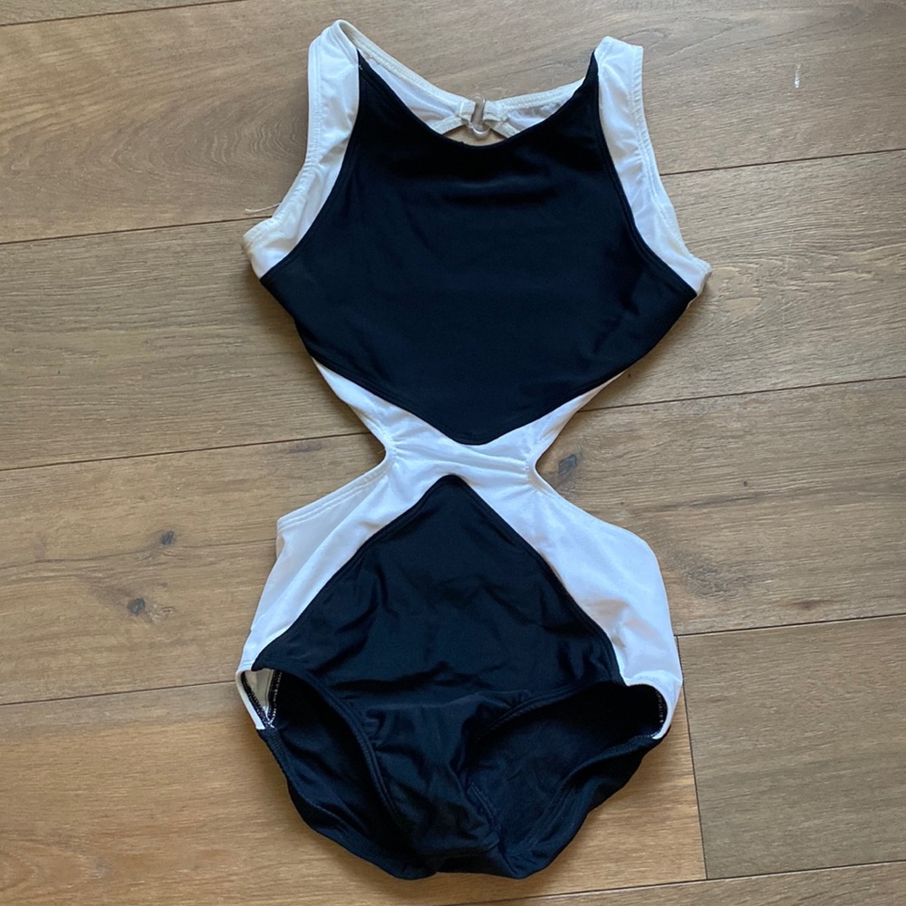 Adult XS Black and White Leotard with open sides and back